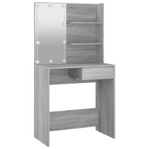 Baina Wooden Dressing Table In Grey Sonoma Oak With LED Lights