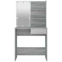 Baina Wooden Dressing Table In Grey Sonoma Oak With LED Lights