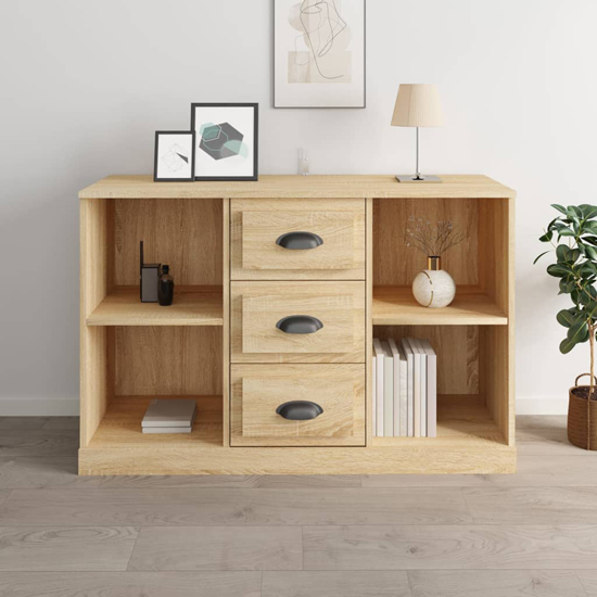 Vance Wooden Sideboard With 3 Drawers In Sonoma Oak