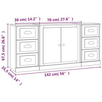 Vance Wooden Sideboard 2 Doors 6 Drawers In White