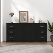 Vance Wooden Sideboard 2 Doors 6 Drawers In Black