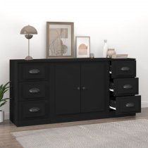 Vance Wooden Sideboard 2 Doors 6 Drawers In Black