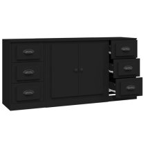 Vance Wooden Sideboard 2 Doors 6 Drawers In Black