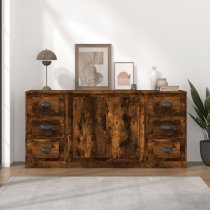 Vance Wooden Sideboard 2 Doors 6 Drawers In Smoked Oak