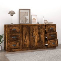 Vance Wooden Sideboard 2 Doors 6 Drawers In Smoked Oak