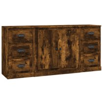 Vance Wooden Sideboard 2 Doors 6 Drawers In Smoked Oak