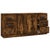 Vance Wooden Sideboard 2 Doors 6 Drawers In Smoked Oak