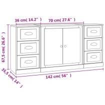 Vance Wooden Sideboard 2 Doors 6 Drawers In Smoked Oak