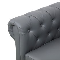 Hertford Chesterfield Faux Leather 1 Seater Sofa In Dark Grey