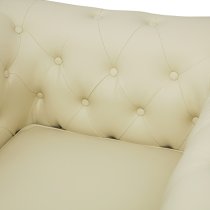 Hertford Chesterfield Faux Leather 1 Seater Sofa In Ivory