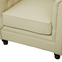 Hertford Chesterfield Faux Leather 1 Seater Sofa In Ivory