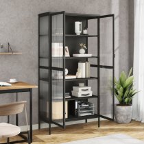 Piper Glass And Steel Display Cabinet With 2 Doors In Black