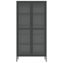 Piper Glass And Steel Display Cabinet With 2 Doors In Black