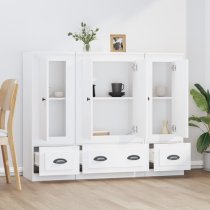 Vance Wooden Highboard With 4 Doors 3 Drawers In White