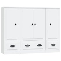 Vance Wooden Highboard With 4 Doors 3 Drawers In White