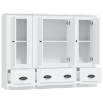 Vance Wooden Highboard With 4 Doors 3 Drawers In White