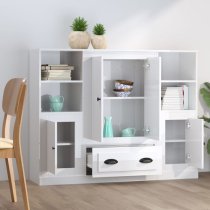 Vance High Gloss Highboard With 4 Doors 1 Drawer In White