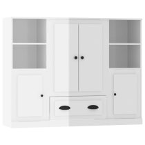 Vance High Gloss Highboard With 4 Doors 1 Drawer In White