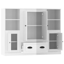 Vance High Gloss Highboard With 4 Doors 1 Drawer In White