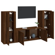 Salvo Wooden Entertainment Unit Wall Hung In Brown Oak