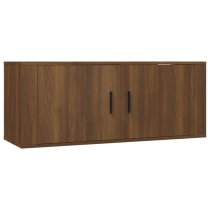 Salvo Wooden Entertainment Unit Wall Hung In Brown Oak