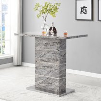 Parini High Gloss Bar Table Rectangular In Melange Marble Effect