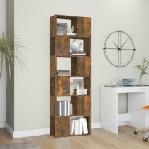 Brooks Wooden Bookcase With 6 Compartments In Smoked Oak