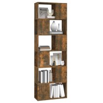 Brooks Wooden Bookcase With 6 Compartments In Smoked Oak