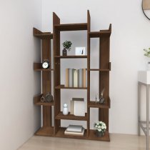 Bryson Wooden Bookcase With 13 Compartments In Brown Oak