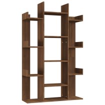 Bryson Wooden Bookcase With 13 Compartments In Brown Oak