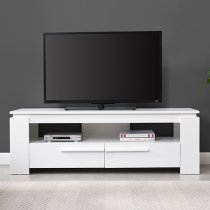 Portland Wooden TV Stand With 2 Drawers In White