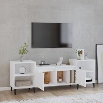 Emery Wooden TV Stand With 2 Doors 2 Shelves In White