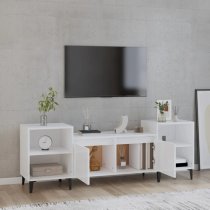 Emery High Gloss TV Stand With 2 Doors 2 Shelves In White