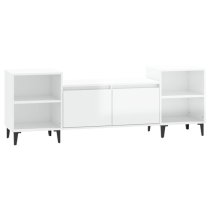 Emery High Gloss TV Stand With 2 Doors 2 Shelves In White