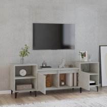 Emery Wooden TV Stand With 2 Doors 2 Shelves In Concrete Effect