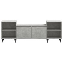 Emery Wooden TV Stand With 2 Doors 2 Shelves In Concrete Effect