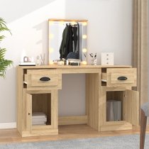 Belicia Wooden Dressing Table In Sonoma Oak With Mirror And LED