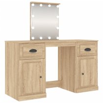 Belicia Wooden Dressing Table In Sonoma Oak With Mirror And LED