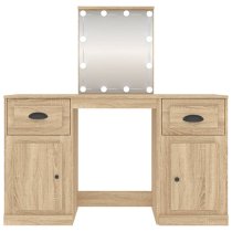 Belicia Wooden Dressing Table In Sonoma Oak With Mirror And LED