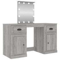 Belicia Wooden Dressing Table In Grey Sonoma Oak With Mirror And LED