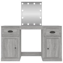 Belicia Wooden Dressing Table In Grey Sonoma Oak With Mirror And LED