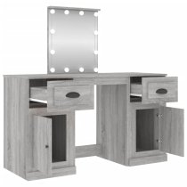 Belicia Wooden Dressing Table In Grey Sonoma Oak With Mirror And LED