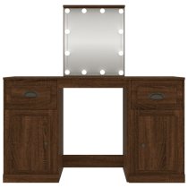 Belicia Wooden Dressing Table In Brown Oak With Mirror And LED