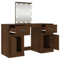 Belicia Wooden Dressing Table In Brown Oak With Mirror And LED