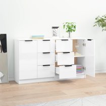 Calix High Gloss Sideboard With 2 Doors 6 Drawers In White