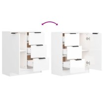 Calix High Gloss Sideboard With 2 Doors 6 Drawers In White