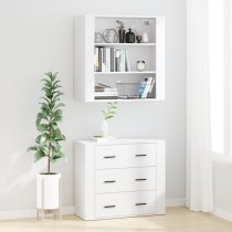 Ailie Wooden Highboard With 3 Drawers 2 Shelves In White