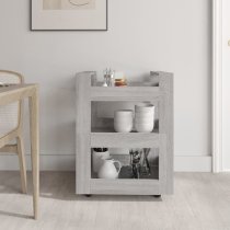 Belicia Wooden Kitchen Trolley With 3 Shelves In Grey Sonoma Oak