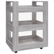 Belicia Wooden Kitchen Trolley With 3 Shelves In Grey Sonoma Oak