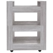 Belicia Wooden Kitchen Trolley With 3 Shelves In Grey Sonoma Oak